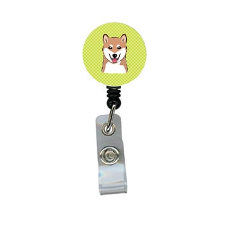 Teacher&Aposs Aid Checkerboard Lime Green Shiba Inu Retractable Badge Reel TE2932352